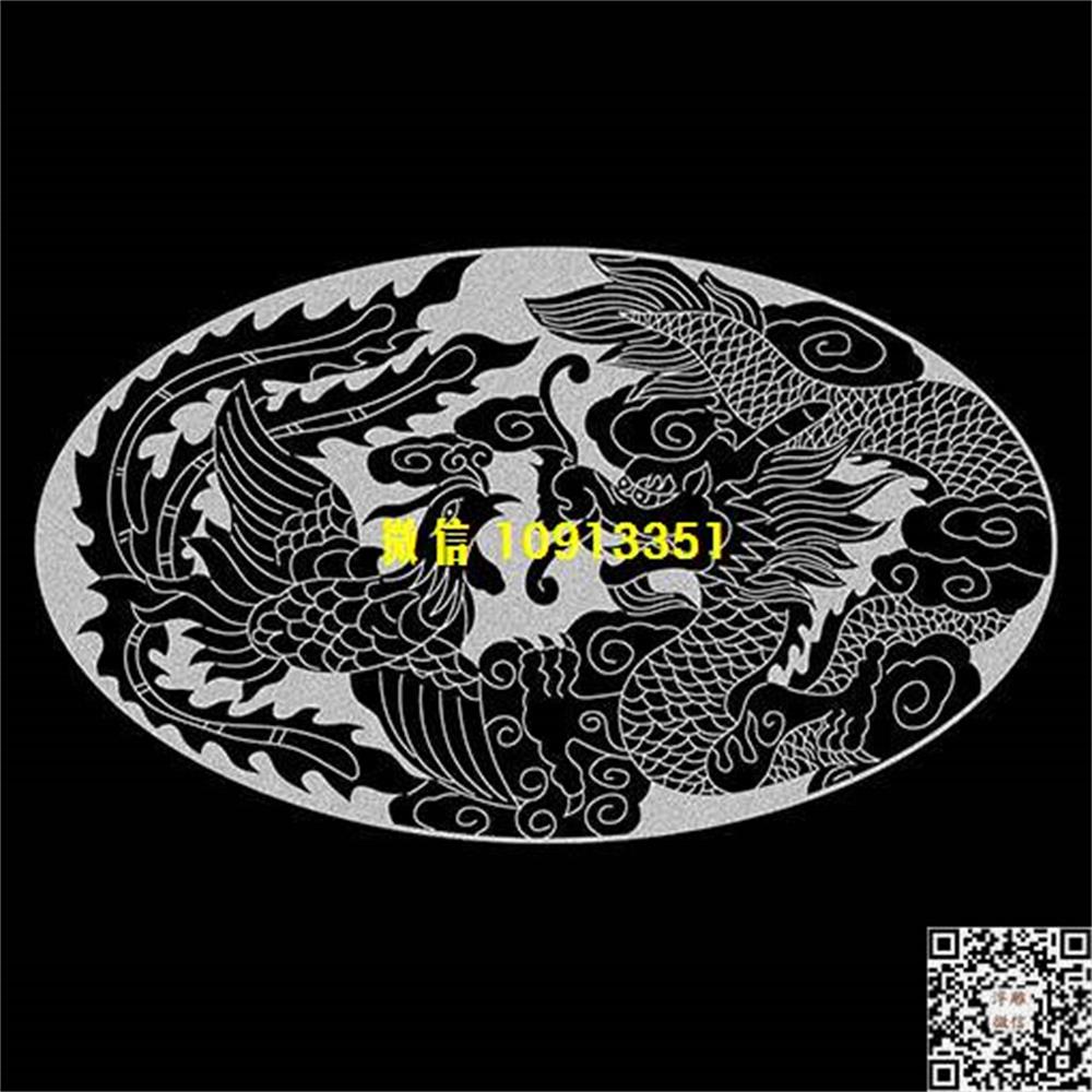 精雕图124龙凤圆墓碑板精雕图线雕图线条图单线铣底图_电脑雕刻plt文泰矢量图精雕图浮雕图